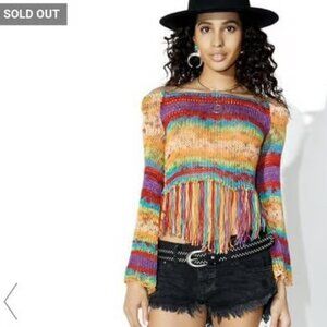 Love Light Rainbow Knit Fringe Sweater — Handmade in Australia, XS